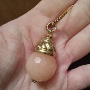 Rose Quartz Necklace with Gold Chain stamped "Korea"